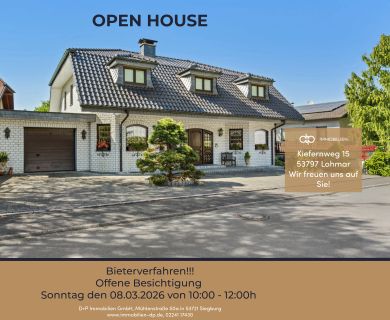 Bieterverfahren am 08.03.2026!!! – Traumhaftes Einfamilienhaus mit idyllischem Garten in Lohmar
