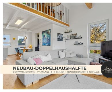 Moderne Neubau-Doppelhaushälfte (KfW 40+) mit Wärmepumpe, PV & Gartenstudio – Einziehen & wohlfühlen