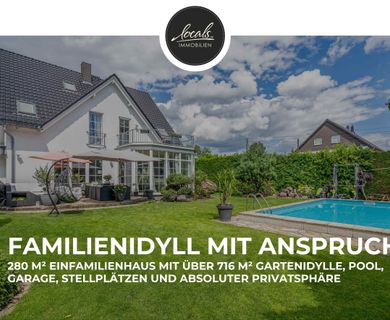 Exklusives Einfamilienhaus mit Pool, Gartenparadies, Garage und 280 m² Wohnfläche